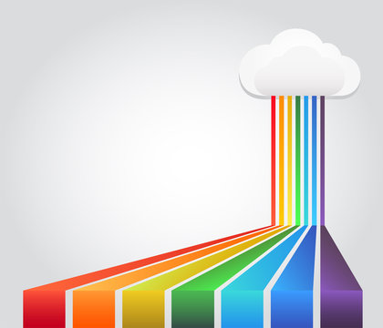 Rainbow With Cloud, flat design, 3d icon
