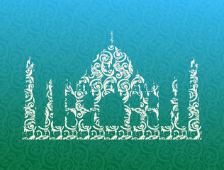 Taj Mahal temple silhouette. Vector illustration