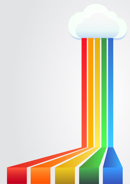 Rainbow and clouds in flat style, 3d effect, vector