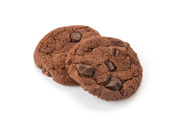 soft dark chocolate brownie cookies on white