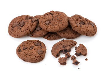 soft dark chocolate brownie cookies on white