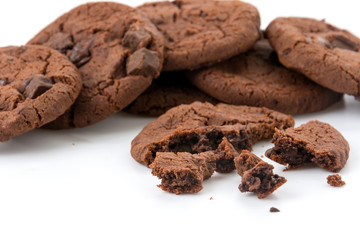soft dark chocolate brownie cookies on white
