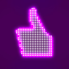 Pixel thumb up isolated on white background. Vector illustration