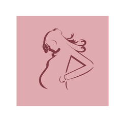 Vector sketch of a pregnant lady