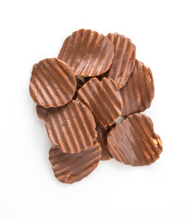potato chip with chocolate on white