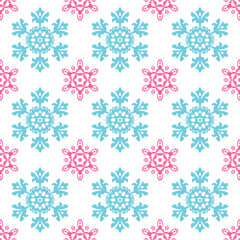 Snowflakes Christmas pattern, seamless vector background