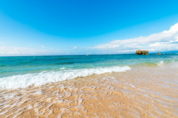 Sea, beach, waves, sky, landscape. Okinawa, Japan, Asia.