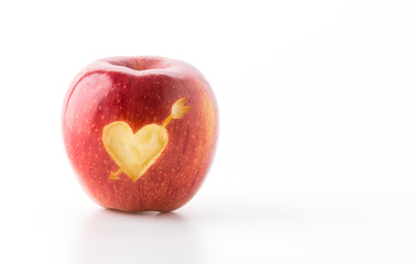 heart shape on red apple