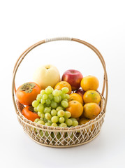 mix fruits on white background