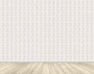 emty room with patterned wallpaper