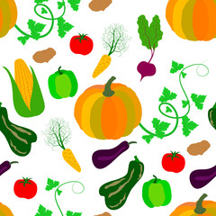 Seamless pattern of vegetables. pattern of autumn harvest