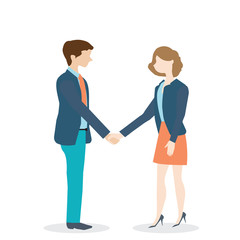 Businesswoman and businessman shaking hands