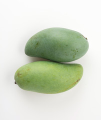 green mango on white background