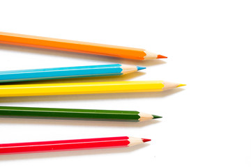 Color pencils on white background