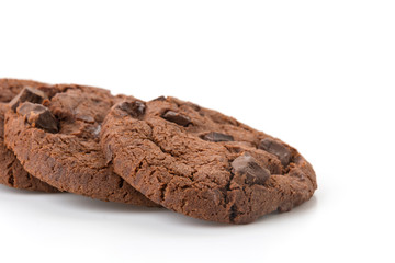 soft dark chocolate brownie cookies on white