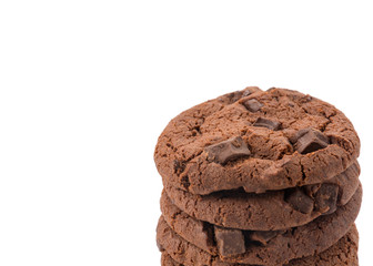 soft dark chocolate brownie cookies on white