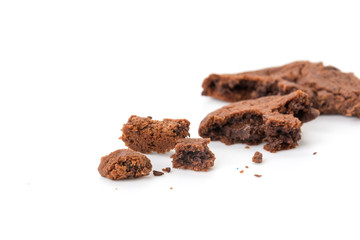 soft dark chocolate brownie cookies on white