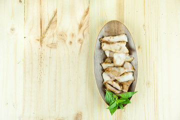 Charcoal-boiled grilled pork neck (Or Ko Mu Yang in Thai language). It's one of most popular foods in Thailand.