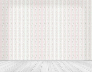 emty room with patterned wallpaper