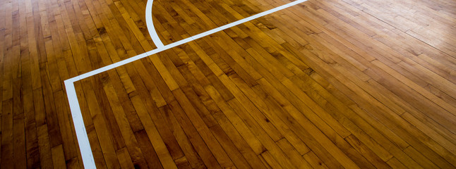 Naklejka premium wooden floor basketball court