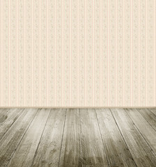 emty room with patterned wallpaper