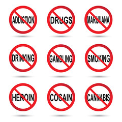 No drugs, smoking and alcohol sign. 