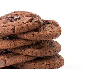 soft dark chocolate brownie cookies on white