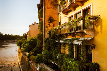 Colored buildings of Verona, Italy