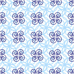 seamless pattern of beautiful light blue curly lines. Beautiful patterned background for any ideas