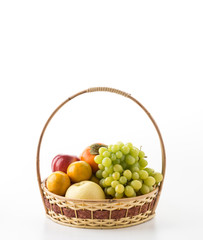 mix fruits on white background