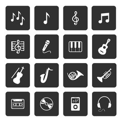 Music icons. Musical icon. Vector. White icon.