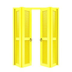 yellow folding door with grill ,3d