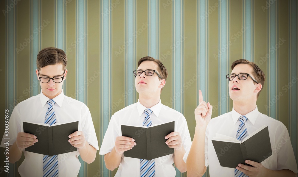 Aufkleber composite image of nerd reading book