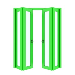 green  folding door with grill ,3d