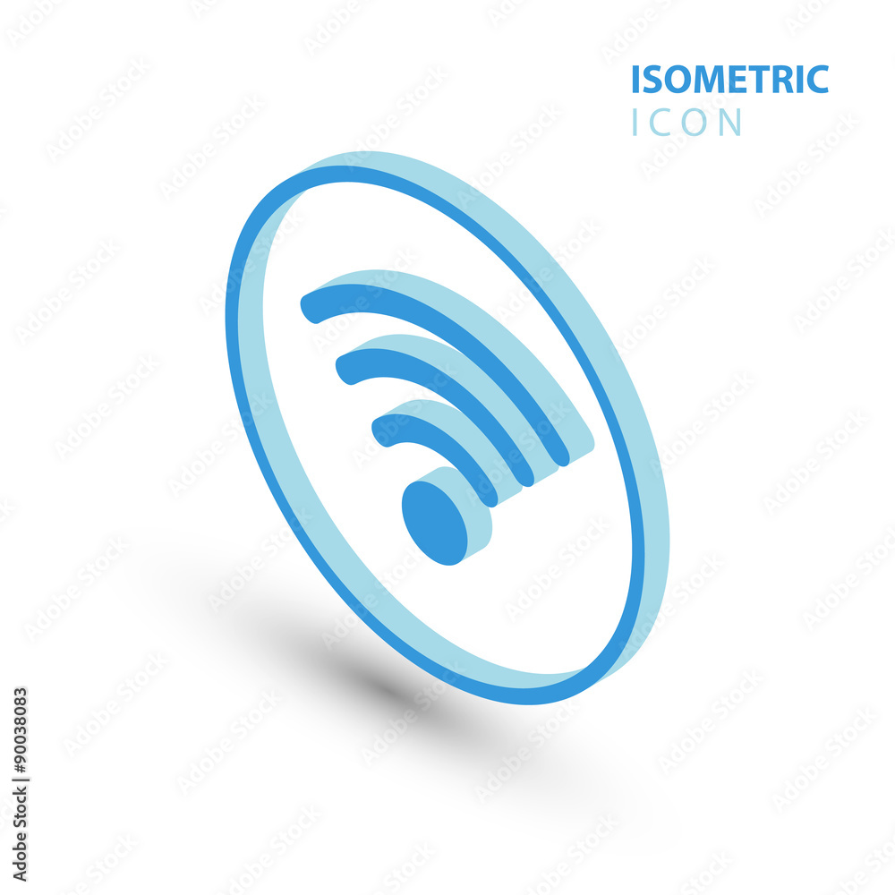 Poster isometric wifi sign. isometric wi-fi symbol. isometric wireless network icon. wifi zone.