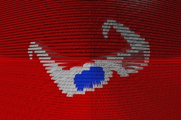 three-dimensional glasses represented in the form of binary code