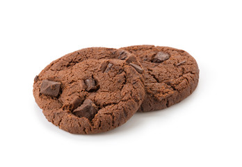 soft dark chocolate brownie cookies on white