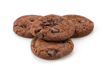 soft dark chocolate brownie cookies on white