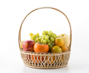 mix fruits on white background