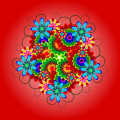 Obraz na płótnie Canvas bright, colorful decoration of flowers with curls. colorful floral composition for the design, decoration or background