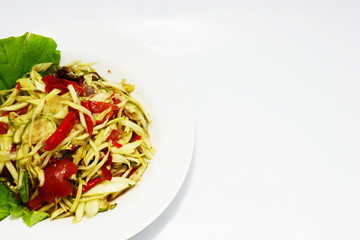 papaya salad and chicken wing