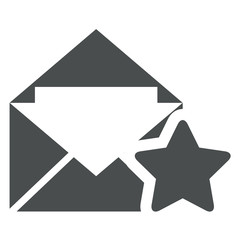 Icono sobre con simbolo estrella gris