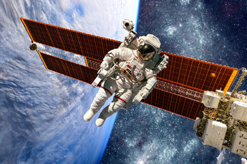 International Space Station and astronaut.