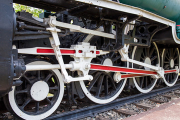 wheel of locomotive on railway, vintage, train