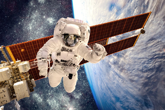 International Space Station and astronaut.