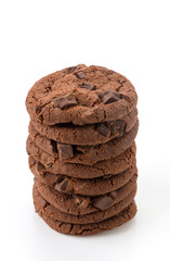 soft dark chocolate brownie cookies on white
