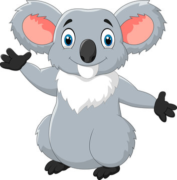 Happy cartoon koala waving hand
