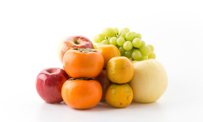 Fototapeta na wymiar mix fruits on white background
