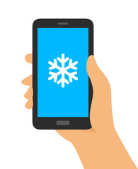 Hand Holding Phone Snow Icon