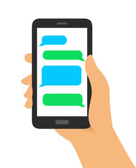 Hand Holding Message Bubbles